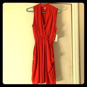 Sleeveless Orange Dress with pockets